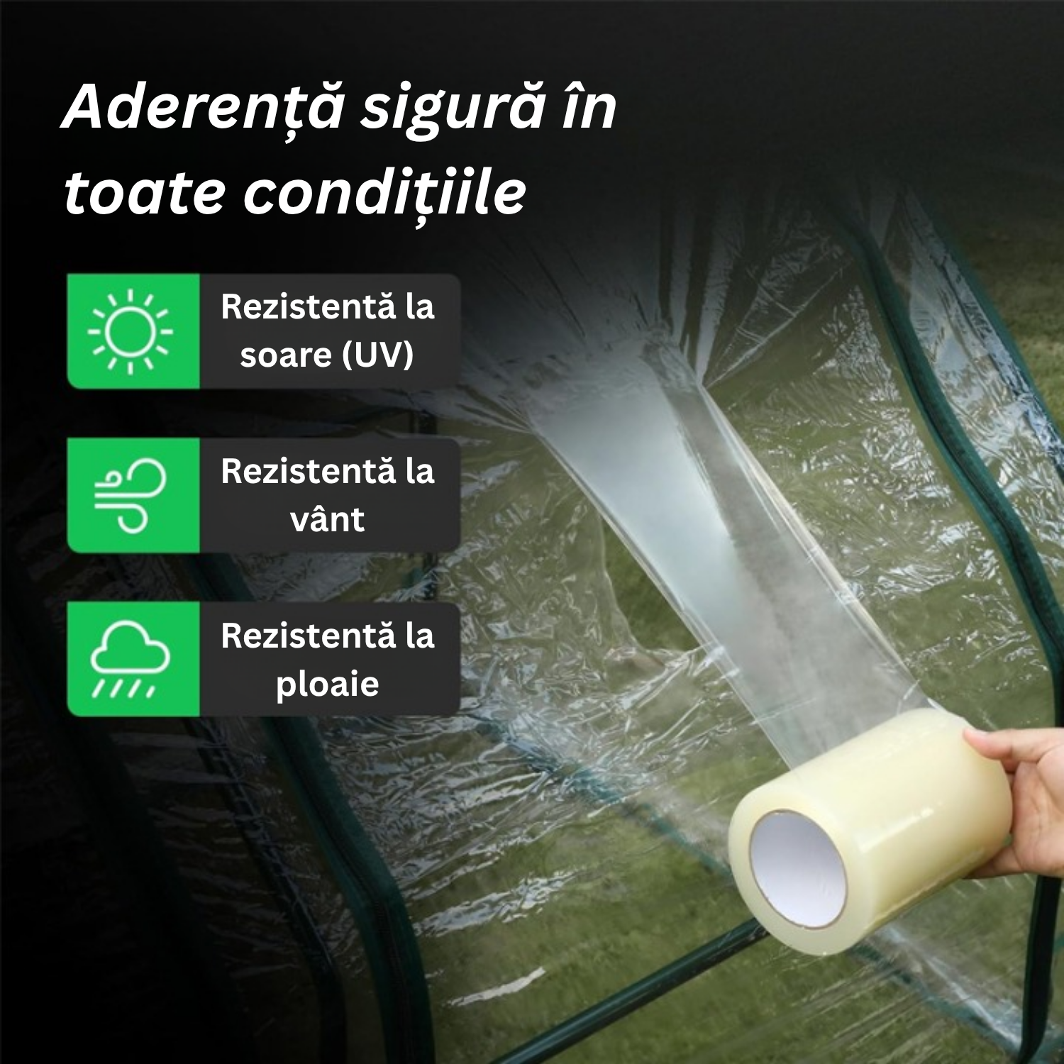 Bandă Adezivă Rezistentă pentru Repararea Solarului 10cm x 10 m