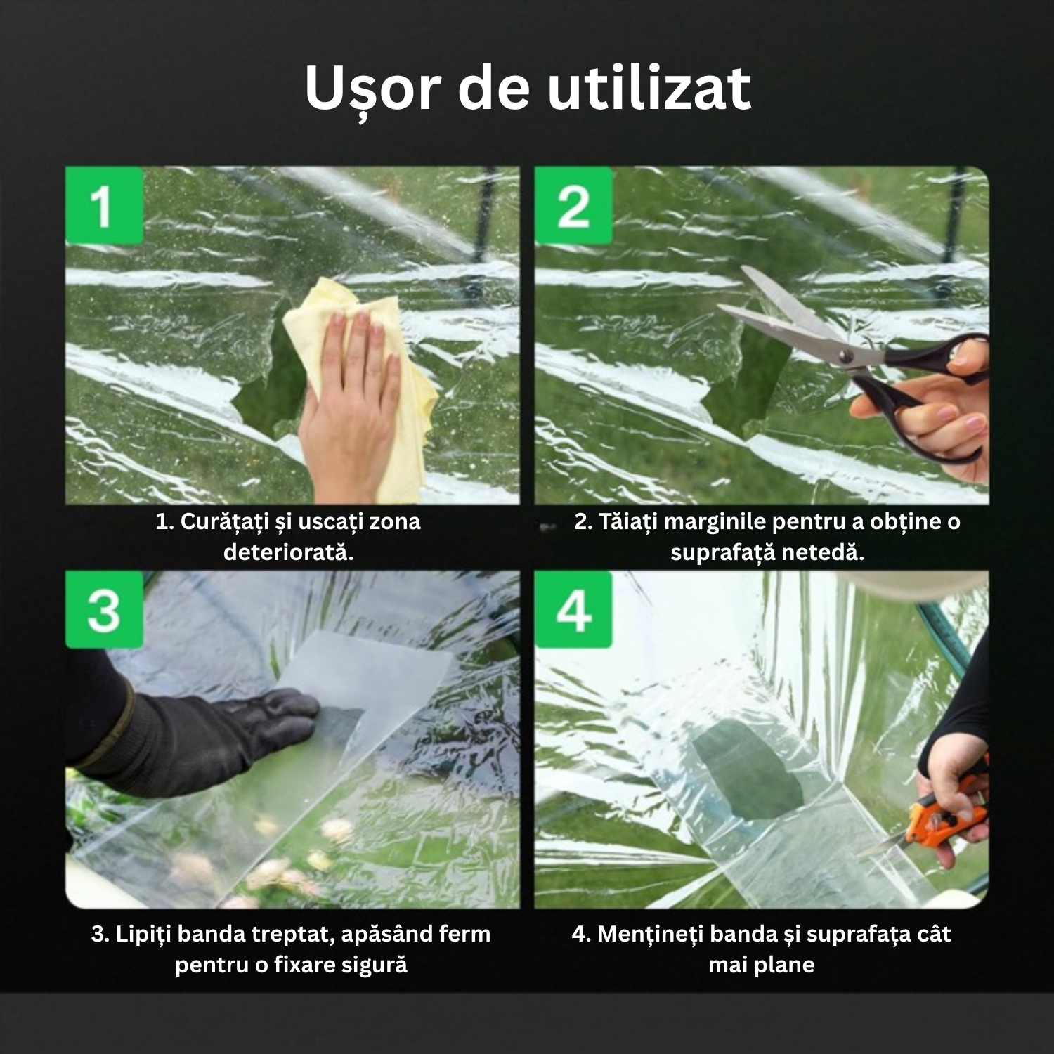 Bandă Adezivă Rezistentă pentru Repararea Solarului 10cm x 10 m