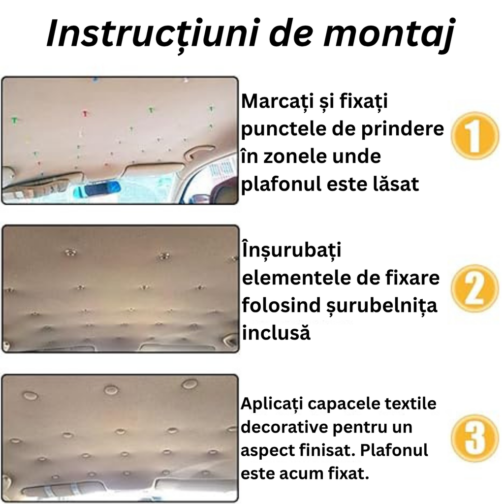 30 Capse pentru Plafon + Surubelnita + Metru croitorie