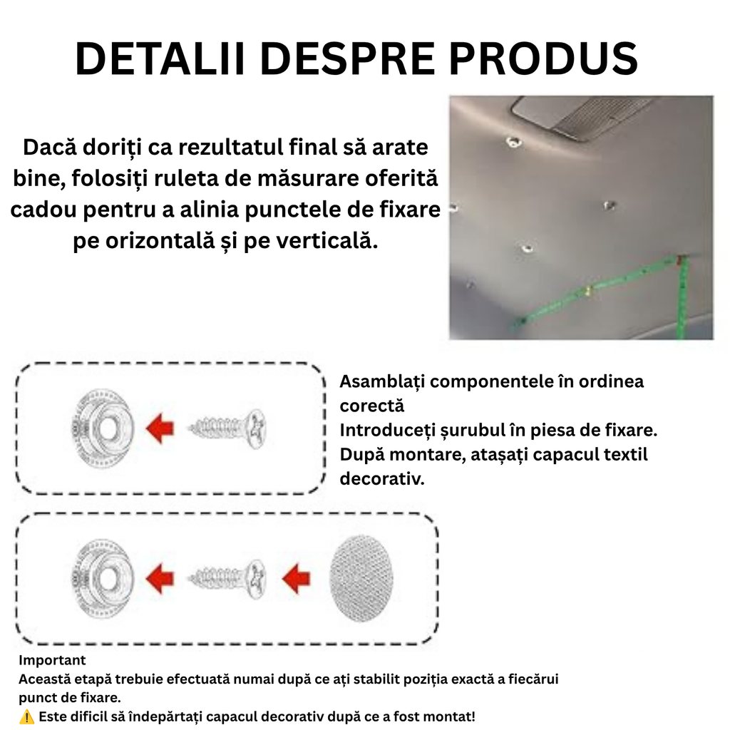 30 Capse pentru Plafon + Surubelnita + Metru croitorie